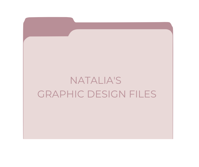a dark and light purple folder that reads: Natalia's Graphic Design Files.